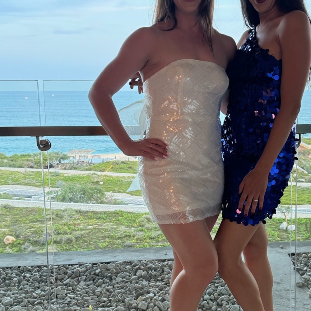 Strapless Sequin Mini Dress with Bow